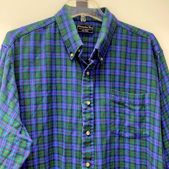 Christopher Hart Button Down 100% Cotton Flannel Plaid Shirt Men's Size 2X Big ! - Picture 2 of 11